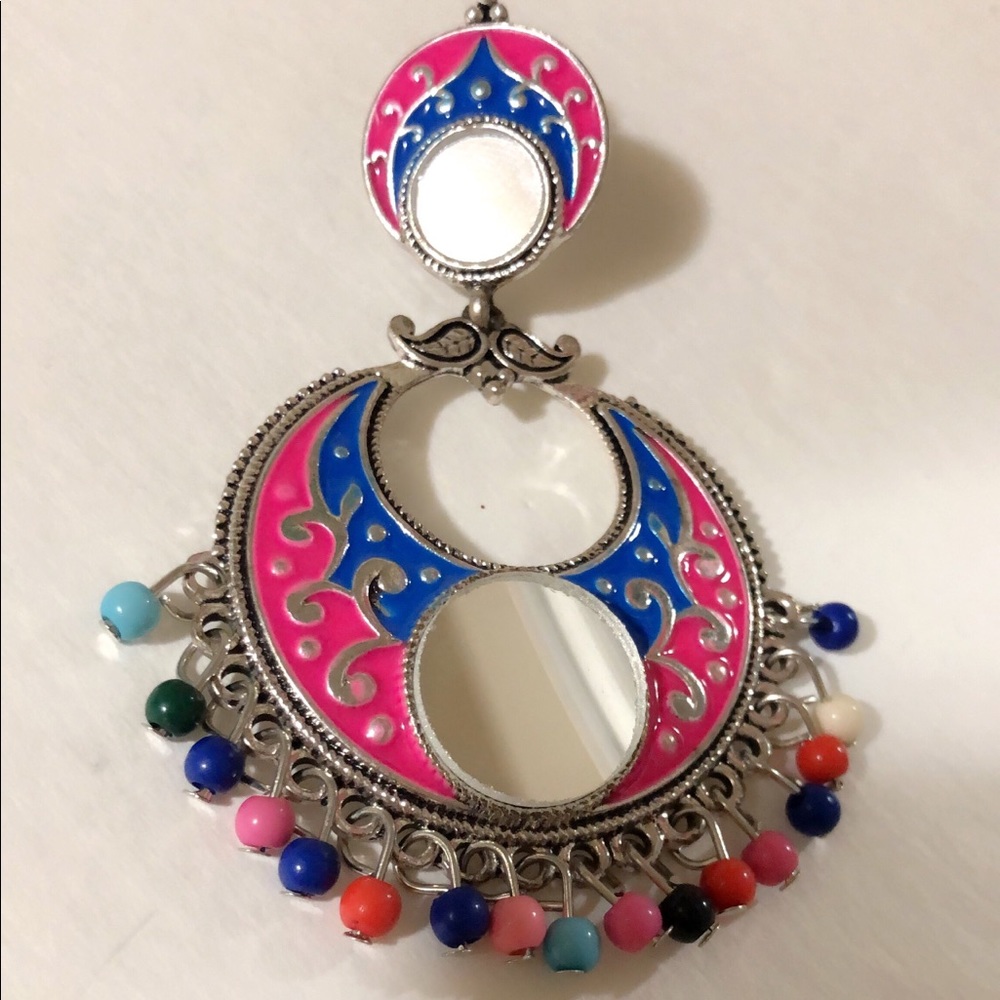 Boho Style Multicolor Tibetan Silver Earrings - Picture 7 of 8